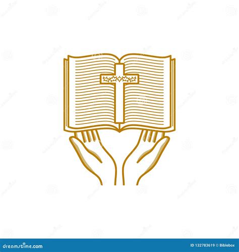 Illustrazione della Bibbia aperta con simboli cristiani