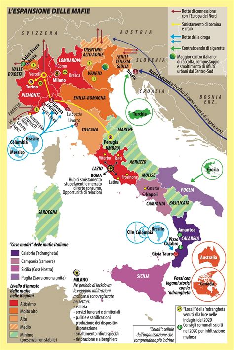 Mappa concettuale del sistema delle mafie in Italia e loro ramificazioni nel territorio nazionale