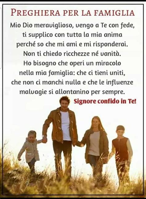 schema riassuntivo sulle tipologie di preghiere per la famiglia e il loro scopo protettivo