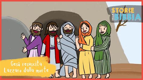 Gesù che chiama Lazzaro dalla tomba, illustrazione per bambini