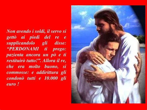 Illustrazione di un re che perdona un servo, e un altro servo che soffoca il compagno, a simboleggiare il Vangelo del perdono illimitato