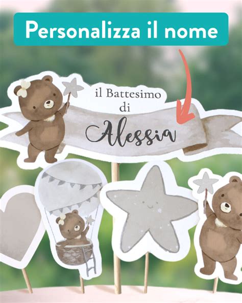 Set di tovagliette, bandierine e topper personalizzati per festa