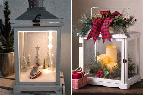 Lanterna Natalizia Natività posizionata come centrotavola su un tavolo addobbato