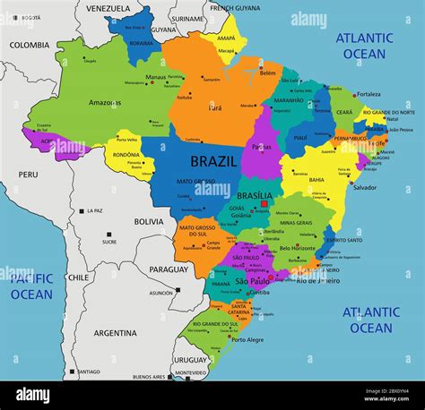 Mappa del Brasile con distribuzione religiosa per stato o regione