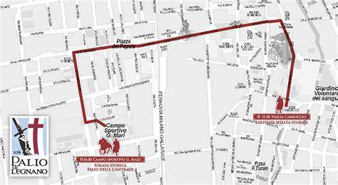 Mappa del percorso della sfilata storica di Legnano