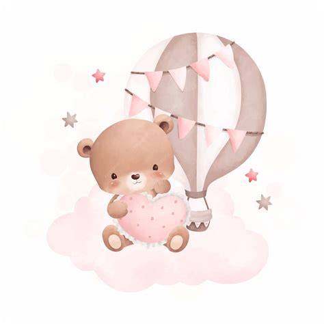 Illustrazione per guest book a tema mongolfiera con bambina di Sarah Kay