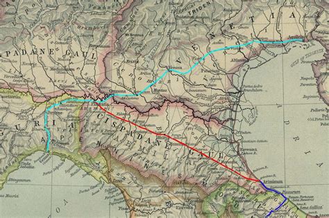 Mappa storica dell'area di Colognola con indicazione degli insediamenti romani e della Via Postumia
