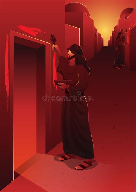 illustrazione della Pasqua ebraica con il sangue sugli stipiti