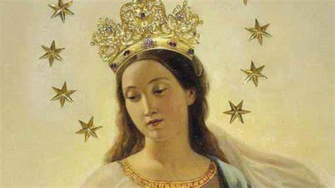Illustrazione iconografica classica della Donna dell'Apocalisse con la corona di dodici stelle