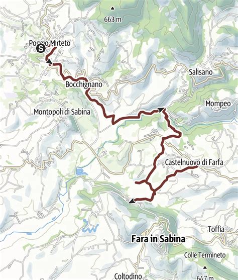Mappa del percorso tra Fiano Romano e Abbazia di Farfa