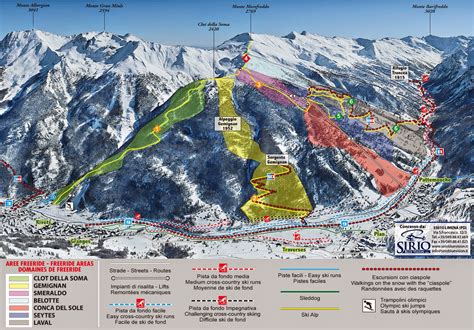 Mappa dell'area sciistica di Pragelato e dintorni
