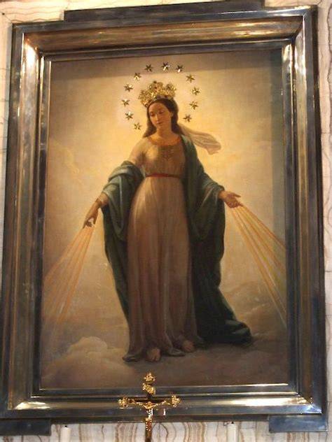 dipinto della Madonna del Miracolo con raggi dalle mani