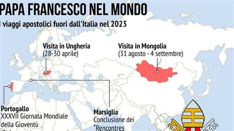 Mappa dei viaggi apostolici di Papa Francesco in giro per il mondo