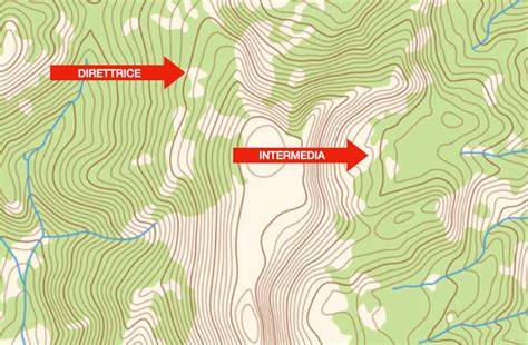 Mappa topografica dell'area di Monte Santa Maria Tiberina con indicazione delle curve di livello