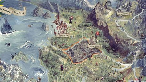 Mappa del Continente di The Witcher con evidenziato il percorso di Geralt