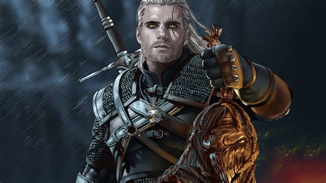 Illustrazione di Geralt di Rivia con i suoi nuovi compagni di viaggio
