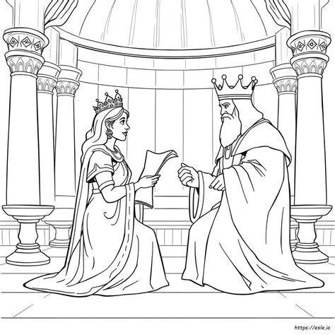 Illustrazione della Regina Ester che si presenta al Re Serse