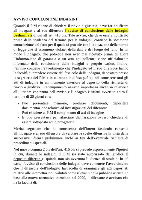 Infografica: Procedura di Avviso di Conclusione delle Indagini Preliminari (Art. 415 bis c.p.p.)