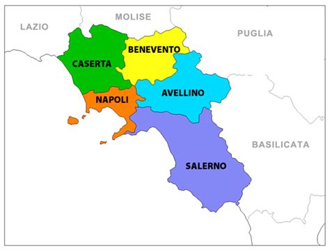 Mappa delle località menzionate nel procedimento (province di Caserta e Napoli)