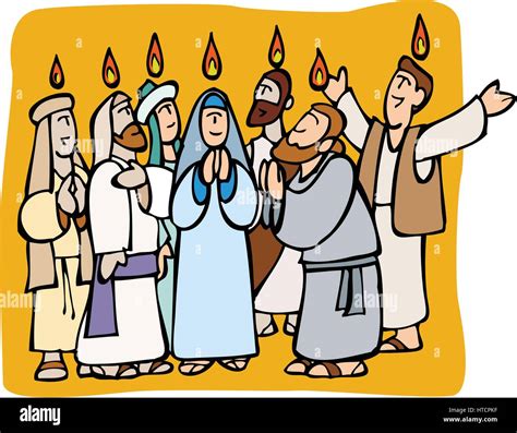 Illustrazione degli apostoli che ricevono lo Spirito Santo sotto forma di lingue di fuoco