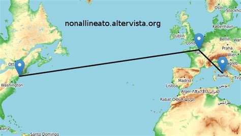 Mappa della rotta aerea tra Roma e Lourdes