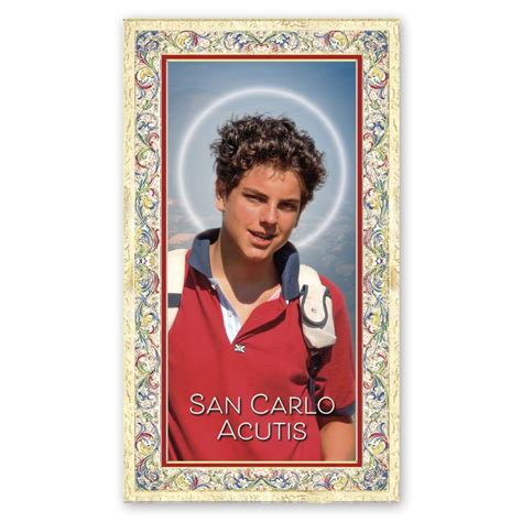 Esempio di immaginetta o santino di San Carlo Acutis con preghiera