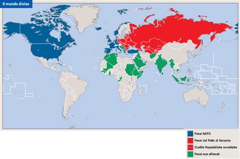 Mappa dei paesi sotto l'influenza sovietica durante la Guerra Fredda