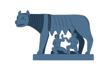 Illustrazione della Lupa Capitolina con Romolo e Remo nella Grotta del Lupercale