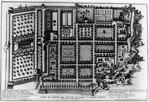 Incisione del XVII secolo che mostra gli Horti Farnesiani sul Palatino