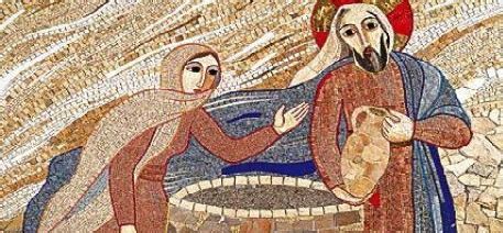 Mosaico o pittura che raffigura Gesù e la Samaritana al pozzo