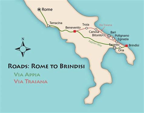Mappa storica e percorso moderno della Via Appia Antica con evidenziati i principali siti archeologici e i punti di interesse