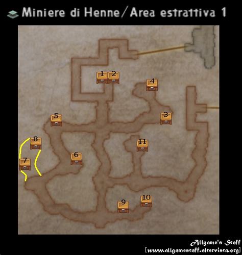 Mappa delle Miniere di Henne con i cancelli e la posizione di Zodiark