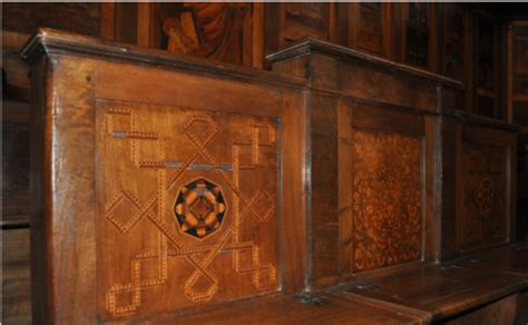 coro ligneo intarsiato e intagliato della Chiesa abbaziale
