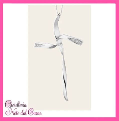 Ciondolo Croce Marken in Oro Bianco 18k con Diamanti Naturali E-VVS