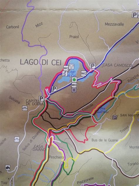 Mappa del Lago di Cei e dintorni in Vallagarina