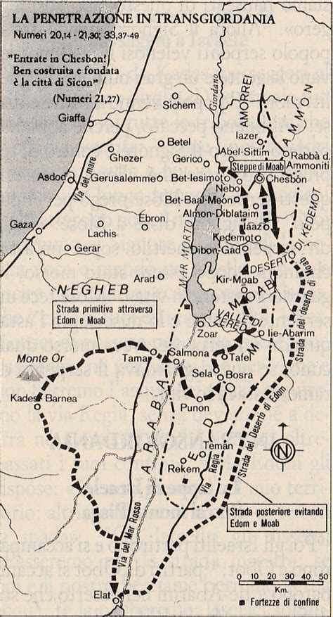 Mappa storica dell'antica regione di Ammon (Transgiordania) e dei confini con i territori di Israele e Moab.