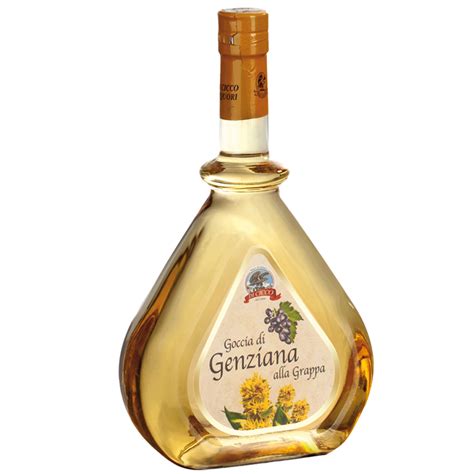 Bottiglia di acquavite di genziana artigianale