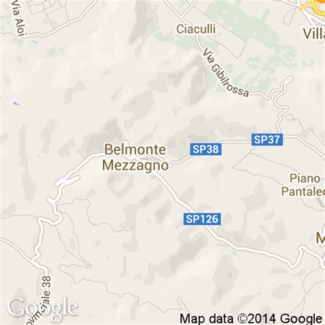 Mappa del territorio di Belmonte Mezzagno con i rilievi montuosi circostanti