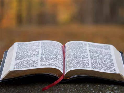 Bibbia aperta sul passo degli Atti degli Apostoli con un raggio di luce che la illumina