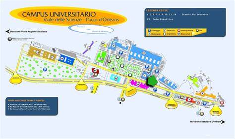 Mappa del campus universitario di Chieti con evidenziato l'ospedale e le facoltà