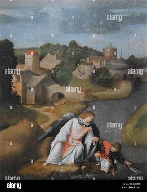 Tobiolo che cattura il pesce nel fiume Tigri, con l'Arcangelo Raffaele