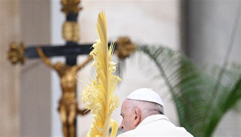 Processione religiosa con rami d'ulivo e palme in un quartiere di Catanzaro