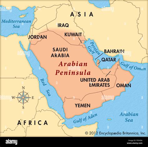 Mappa geografica della Penisola Arabica, evidenziando l'Hegiaz e la Mecca