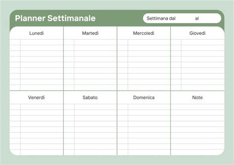 Schema che illustra il programma settimanale di riabilitazione e socializzazione per gli ospiti