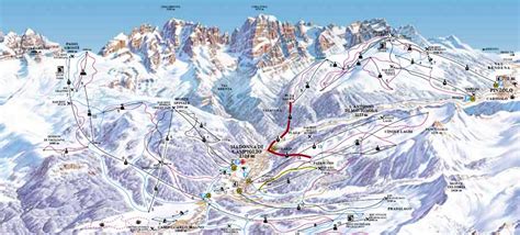 Mappa delle piste da sci di Madonna di Campiglio con indicazioni meteo