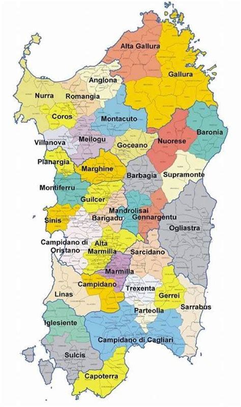 Mappa della regione della Trexenta in Sardegna con evidenziati i comuni di Senorbì, Arixi e Sant'Andrea Frius