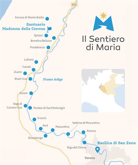 Mappa schematica del Sentiero della Speranza verso il Santuario della Madonna della Corona