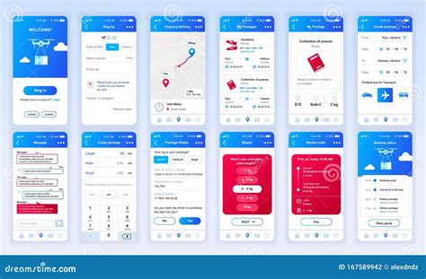 Schermate dell'app mobile Parishinfo, interfaccia utente