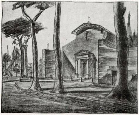 Veduta esterna della Chiesa di Travagola e del viale alberato