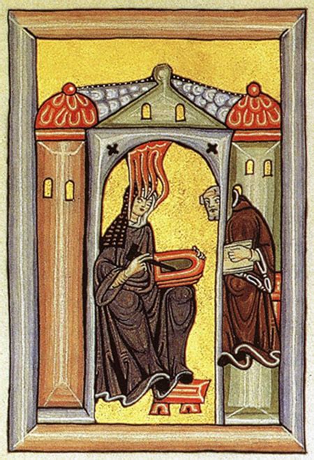 illustrazione di due figure ecclesiastiche, una del V secolo e una del IX secolo, per rappresentare i due San Cirillo